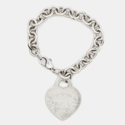 Pre-owned Tiffany & Co Return To Tiffany Sterling Silver Heart Tag Large Charm Bracelet