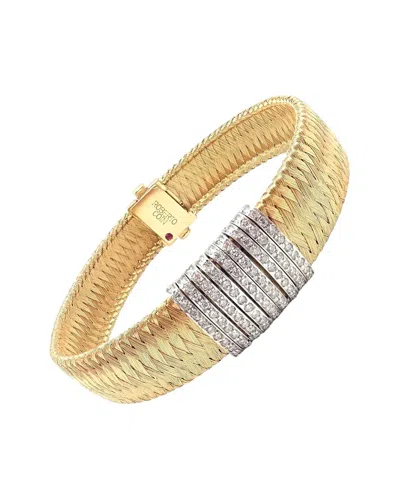 Tiffany & Co Roberto Coin 18k 1.20 Ct. Tw. Diamond Silk Weave Bracelet (authentic Pre-  Owned) In Gold
