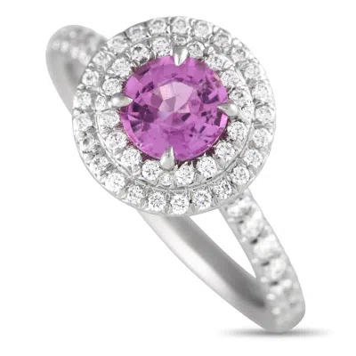 Tiffany & Co Soleste Platinum 0.45ct Diamond And Pink Tourmaline Ring Ti22-052024 In White