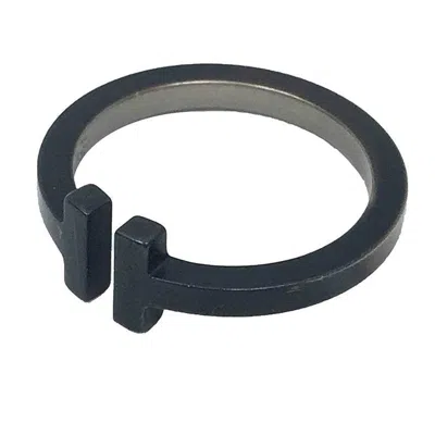 Pre-owned Tiffany & Co Stainless Steel Band Ring () In Black