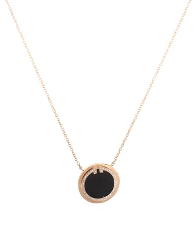Tiffany & Co T Black Onyx & Diamond Circle Pendant In 18k Rose Gold 05 Ctw In Grey