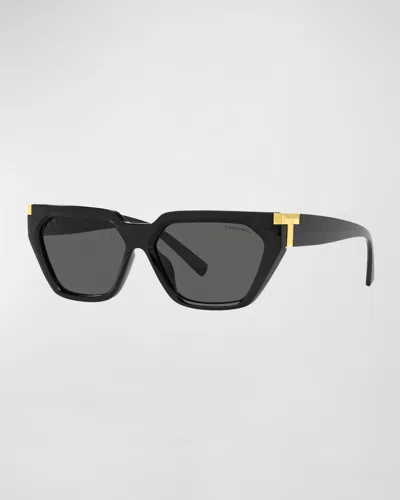 Tiffany & Co T-logo Propionate Plastic Cat-eye Sunglasses In Black