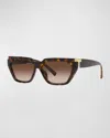 Tiffany & Co T-logo Propionate Plastic Cat-eye Sunglasses In Havana