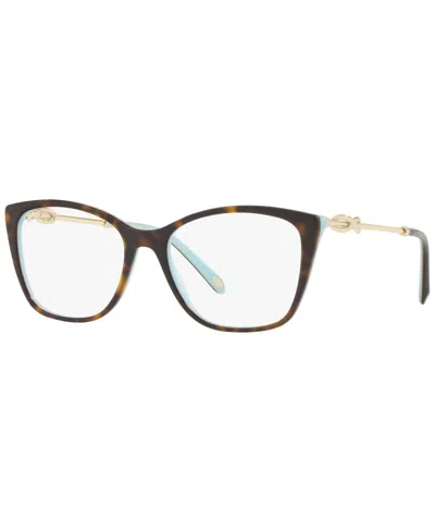 Tiffany & Co Tf2160b Women's Square Eyeglasses In Havana On Tiffany Blue