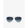 Tiffany & Co Tf3101b Crystal-embellished Pilot-frame Polarised Metal Sunglasses In Silver