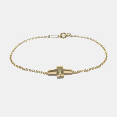 Pre-owned Tiffany & Co 18k Yellow Gold T Station Bracelet