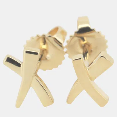 Pre-owned Tiffany & Co 18k Yellow Gold Kiss Stud Earrings