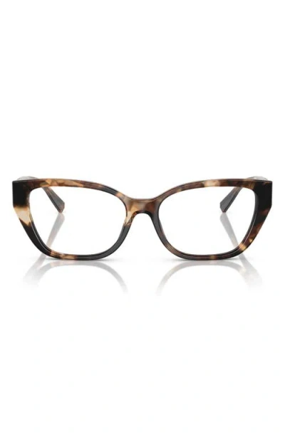 Tiffany & Co . 52mm Cat Eye Optical Glasses In Brown Havana