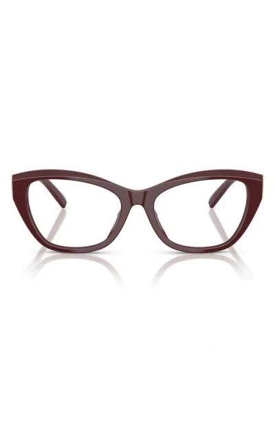 Tiffany & Co . 52mm Cat Eye Optical Glasses In Burgundy/demo Lens