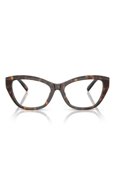 Tiffany & Co . 52mm Cat Eye Optical Glasses In Havana/demo Lens