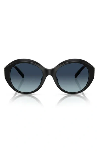 Tiffany & Co . 53mm Gradient Polarized Round Sunglasses In Black