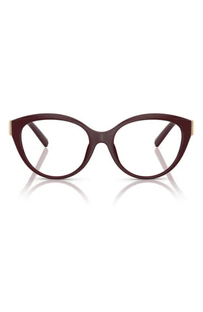 Tiffany & Co . 54mm Cat Eye Optical Glasses In Burgundy