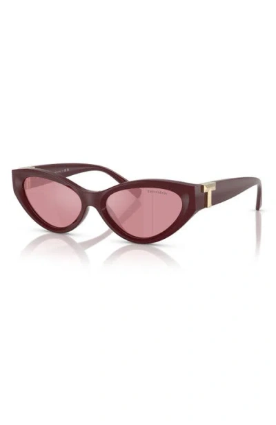 Tiffany & Co . 54mm Oval Sunglasses In Burgundy