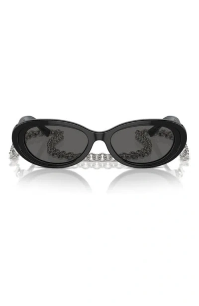 Tiffany & Co . 54mm Oval Sunglasses With Chain In Dark Grey
