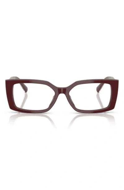Tiffany & Co . 54mm Rectangular Optical Glasses In Burgundy/demo Lens