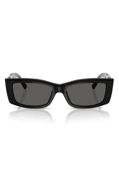 Tiffany & Co . 54mm Rectangular Sunglasses In Black/dark Grey
