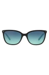 Tiffany & Co . 55mm Mirrored Square Sunglasses In Black/blue Gradient