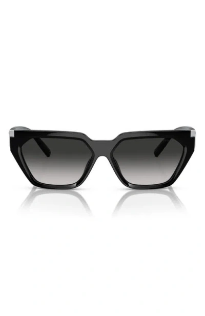 Tiffany & Co . 56mm Irregular Sunglasses In Black Grey