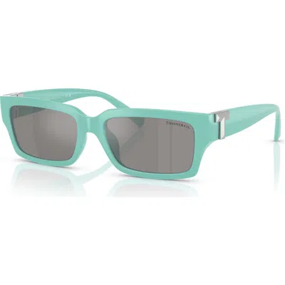 Tiffany & Co . 56mm Rectangular Sunglasses In Blue Silver