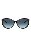 Tiffany & Co 57mm Gradient Cat Eye Sunglasses In Black/azure Gradient Blue