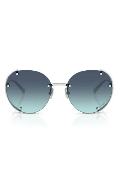 Tiffany & Co . 57mm Gradient Round Sunglasses In Blue Gradient
