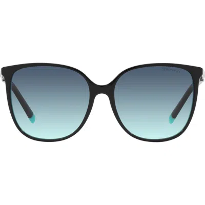 Tiffany & Co . 57mm Gradient Square Sunglasses In Black On Blue/azure Gr Blue