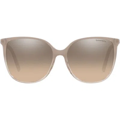 Tiffany & Co . 57mm Gradient Square Sunglasses In Satin/brown Gr Silver