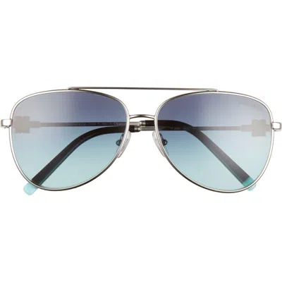 Tiffany & Co . 59mm Pilot Sunglasses In Silver/azure Gradient Blue