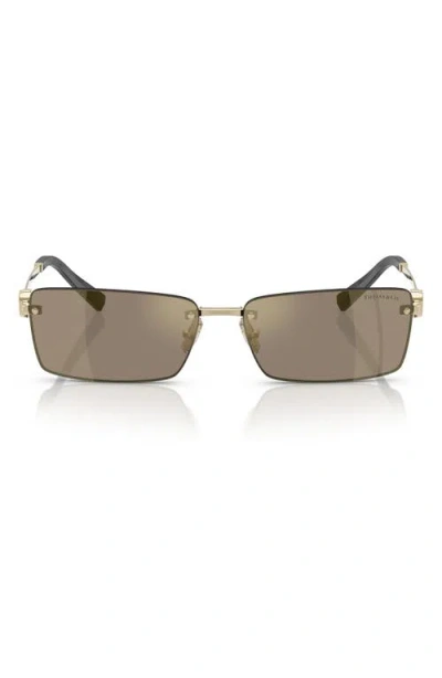 Tiffany & Co . 60mm Rectangular Sunglasses In Pale Gold