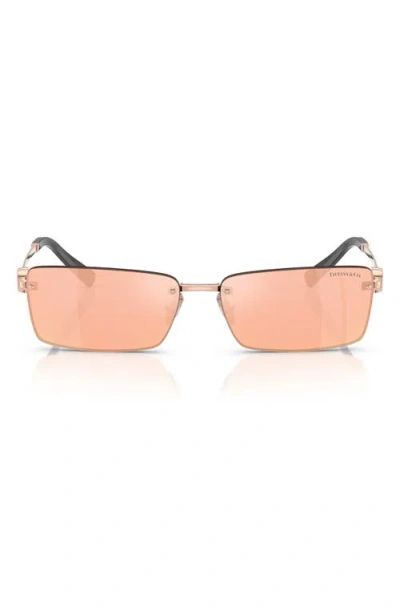 Tiffany & Co . 60mm Rectangular Sunglasses In Rose Gold