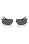 Tiffany & Co . 60mm Rectangular Sunglasses In Silver