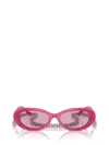 Tiffany & Co . 54mm Oval Sunglasses With Chain In Fuchsia Metallic