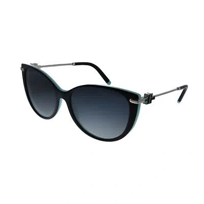 Pre-owned Tiffany & Co . Tf 4178 8055t3 Black Tiffany Blue Plastic Sunglasses Grey Lens In Gray