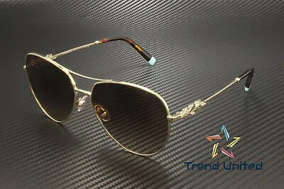 Pre-owned Tiffany & Co . Tf3083b 60213b Pale Gold Brown Gradient 59 Mm Women's Sunglasses
