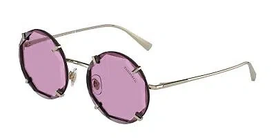 Pre-owned Tiffany & Co . Tf3091 618469 Pale Gold Dark Violet 52 Mm Women's Sunglasses In Purple
