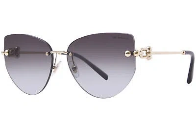 Pre-owned Tiffany & Co . Tf3096 60213c Sunglasses Women's Pale Gold/grey Gradient 60mm In Gray