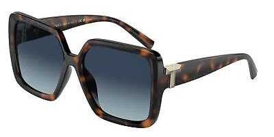 Pre-owned Tiffany & Co . Tf4206u 80154u Havana Azure Dk Blu Polarized 58 Women's Sunglasses In Blue