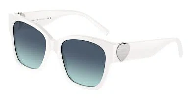 Pre-owned Tiffany & Co . Tf4216f 83929s Bright White Azure Grad Blue 54 Women's Sunglasses