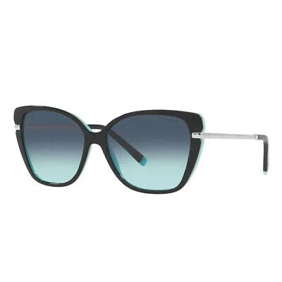Pre-owned Tiffany & Co . Tf 4190 80559s Black On Tiffany Blue Plastic Sunglasses Blue
