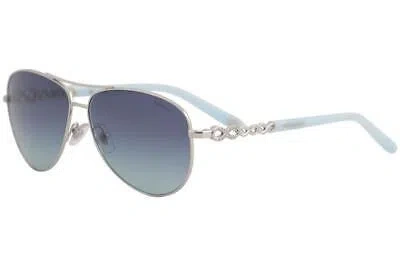 Pre-owned Tiffany & Co . Tf3049b Tf/3049/b 6001/9s Silver/blue Pilot Sunglasses 58mm
