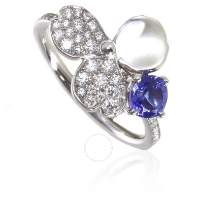 Tiffany & Co Tiffany Paper Flowers Diamond And Tanzanite Flower Ring In Platinum