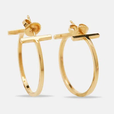 Pre-owned Tiffany & Co Tiffany T 18k Yellow Gold Hoop Earrings