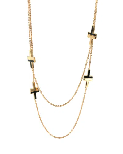 Tiffany & Co Tiffany T Black Onyx Station Necklace In 18k Yellow Gold