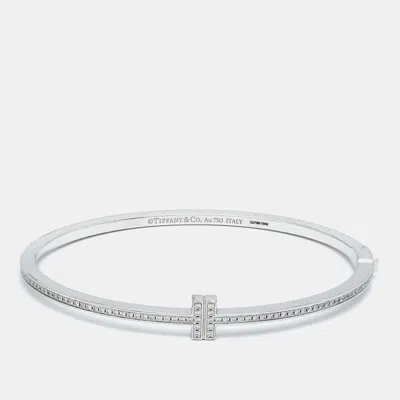 Pre-owned Tiffany & Co Tiffany T Diamond Hinged 18k White Gold Bracelet