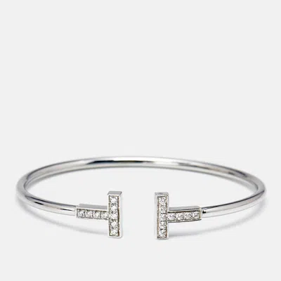 Pre-owned Tiffany & Co Tiffany T Wire Diamonds 18k White Gold Bracelet