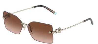 Pre-owned Tiffany & Co Tiffany Tf 3088 Pale Gold/brown Shaded (6177/3b) Sunglasses