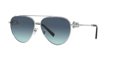 Pre-owned Tiffany & Co Tiffany Tf 3092 Silver/blue Shaded (6001/9s) Sunglasses