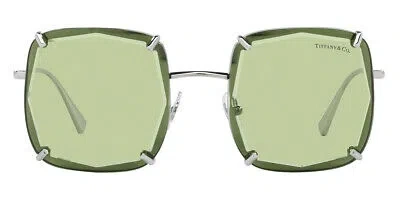 Pre-owned Tiffany & Co Tiffany Tf3089 Sunglasses Silver Light Green Square 52mm & Authentic