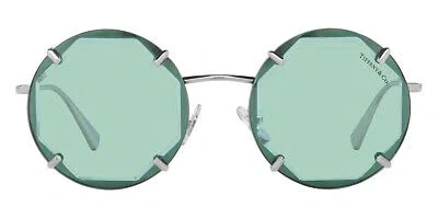 Pre-owned Tiffany & Co Tiffany Tf3091 Sunglasses Women Silver Light Azure Round 52 100% Authentic