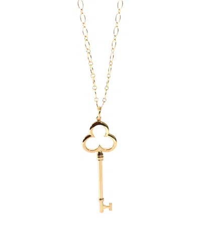 Tiffany & Co Trefoil Key Pendant Necklace In 18kt Yellow Gold